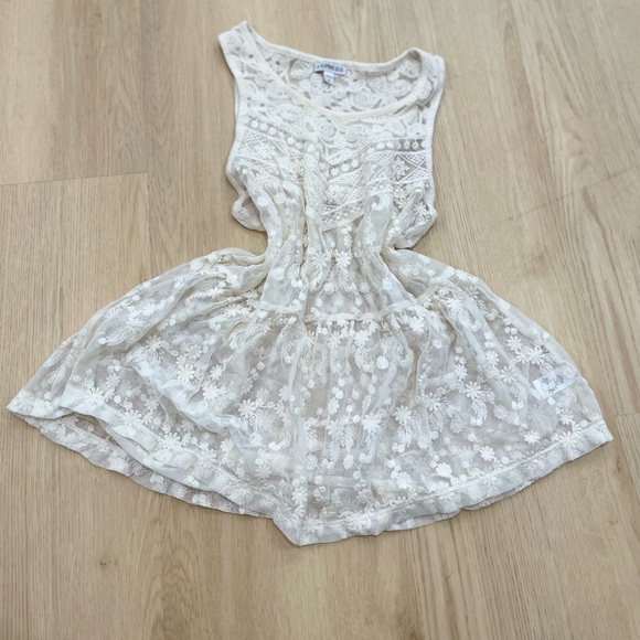 Express Y2K cream boho lace babydoll top size Extra Small - Picture 1 of 8